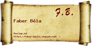 Faber Béla névjegykártya